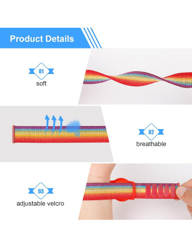 Pulsera Ajustable Nylon Qonuiy para AirTag Niños Arcoíris