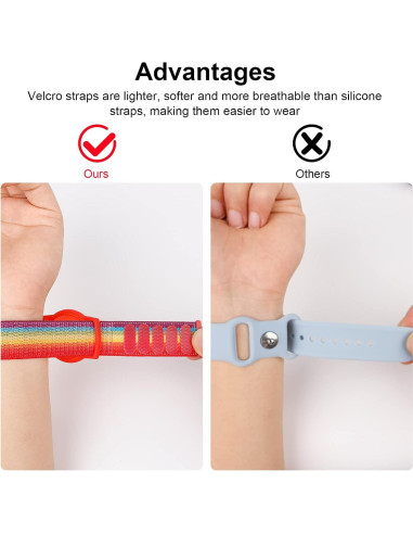 Pulsera Ajustable Nylon Qonuiy para AirTag Niños Arcoíris