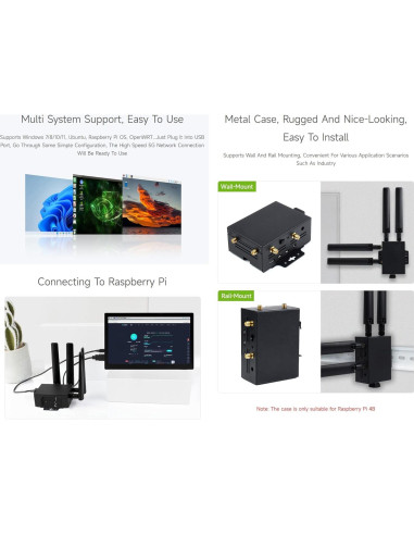 Waveshare RM520N-GL 5G HAT con caja y antenas LTE-A