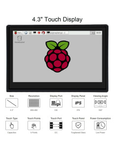 Pantalla táctil capacitiva 4.3" Waveshare para Raspberry Pi 4B 2