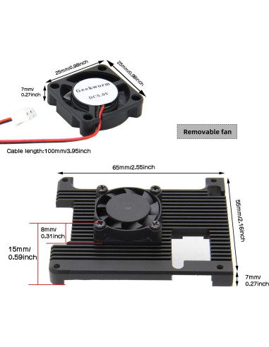 Disipador Embebido Geekworm P165-A con Ventilador para Raspberry Pi 4