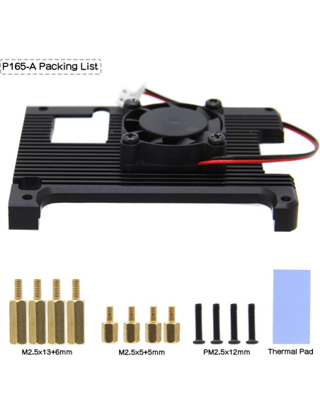 Disipador Embebido Geekworm P165-A con Ventilador para Raspberry Pi 4