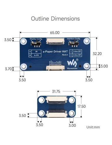 Controlador e-Paper Waveshare HAT para Raspberry Pi y Jetson Nano
