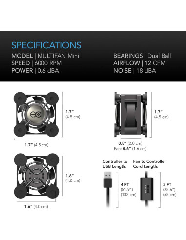 Ventilador USB Compacto AC Infinity MULTIFAN Mini 40mm