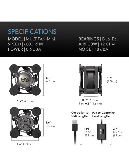 Ventilador USB Compacto AC Infinity MULTIFAN Mini 40mm