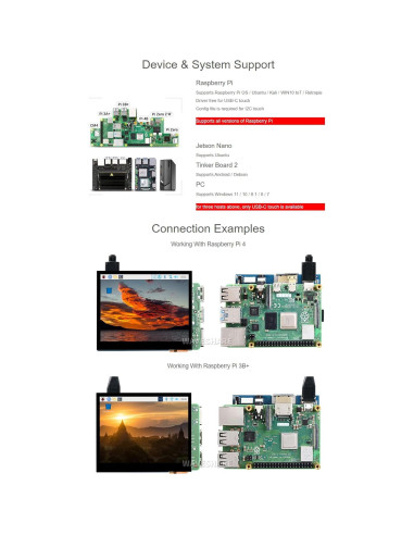 Pantalla LCD Táctil 3.5" Waveshare HDMI 640x480 para Raspberry Pi