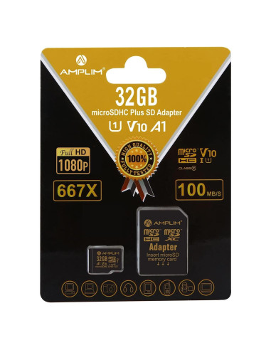 Tarjeta Micro SD Amplim 32GB UHS-I Clase 10 V10 A1 Alta Velocidad