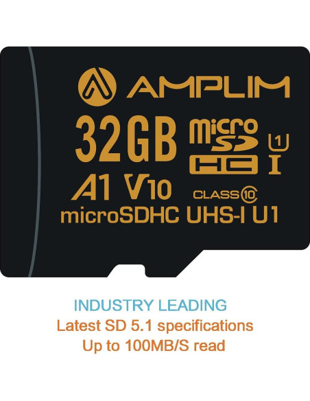 Tarjeta Micro SD Amplim 32GB UHS-I Clase 10 V10 A1 Alta Velocidad