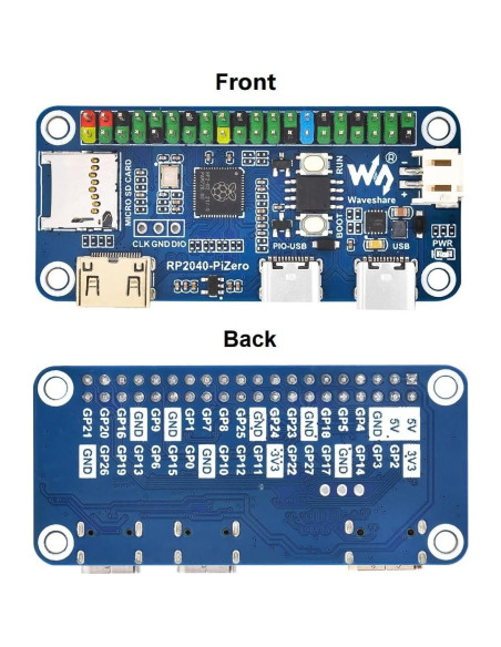 Placa de desarrollo Waveshare RP2040-PiZero 19.94g DVI USB Placa de desarrollo Waveshare RP2040-PiZero 19.94g DVI USB