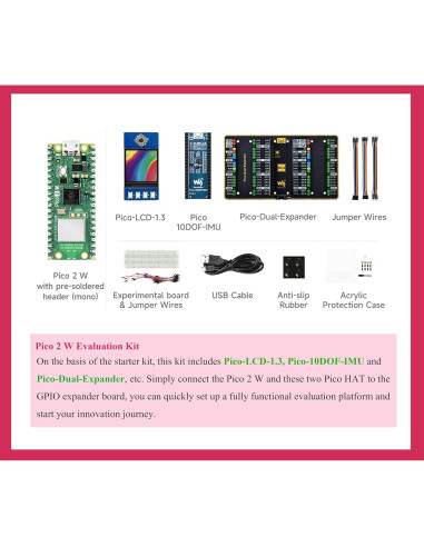 2PCS Placa Microcontrolador UeeKKoo RPi Pico 2 W WiFi Bluetooth