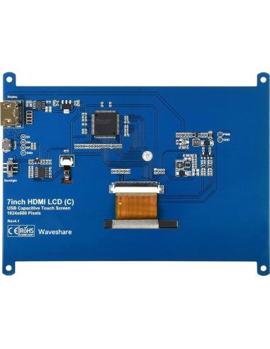 Pantalla Táctil Capacitiva 7" Waveshare HDMI 1024x600