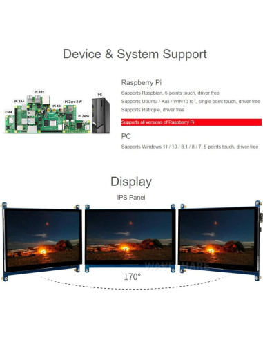 Pantalla Táctil Capacitiva 7" Waveshare HDMI 1024x600