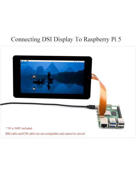 Cable Flexible DSI FPC Wonrabai 200mm Compatible Raspberry Pi 5