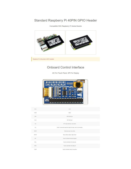 Módulo Pantalla Táctil E-Paper 2.13" Coolwell 250x122px