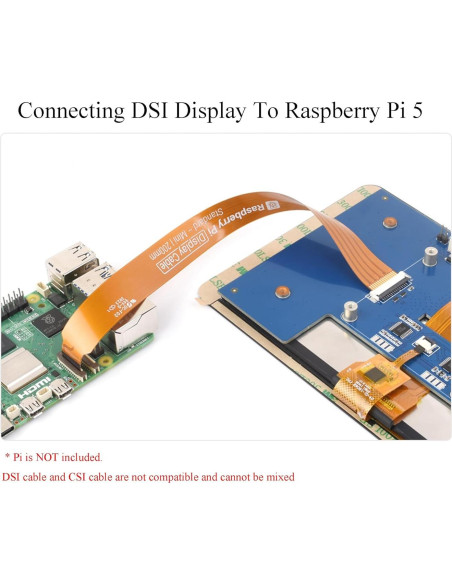 Cable Flexible DSI FPC Wonrabai 200mm Compatible Raspberry Pi 5