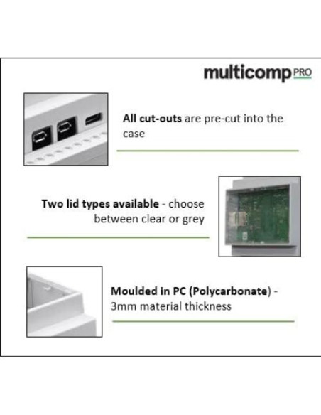 Enclosure Montaje en Riel DIN Multicomp Pro para Raspberry Pi 4B Enclosure Montaje en Riel DIN Multicomp Pro para Raspberry Pi 4B