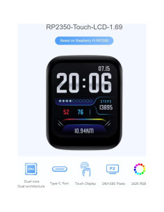 Placa de desarrollo Waveshare RP2350 con LCD táctil 1.69" 2