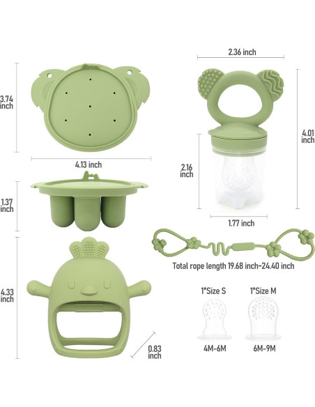 Alimentador de Frutas y Mordedor de Silicona Koala Verde