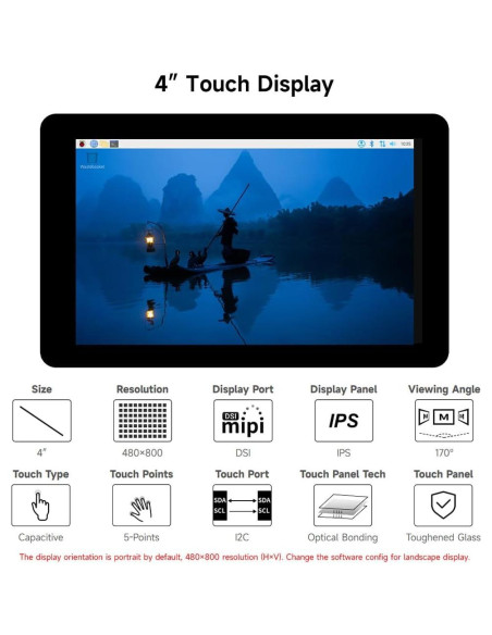 Pantalla Táctil Capacitiva 4" Waveshare 480x800 DSI IPS