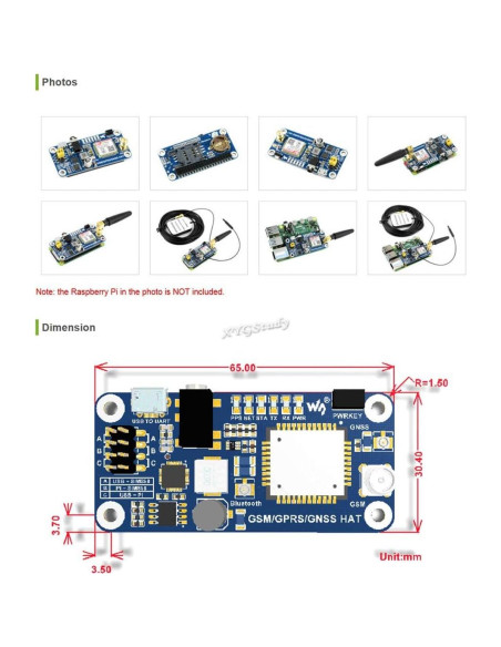 Módulo HAT GSM GPRS GNSS Bluetooth SIM868 para Raspberry Pi Módulo HAT GSM GPRS GNSS Bluetooth SIM868 para Raspberry Pi