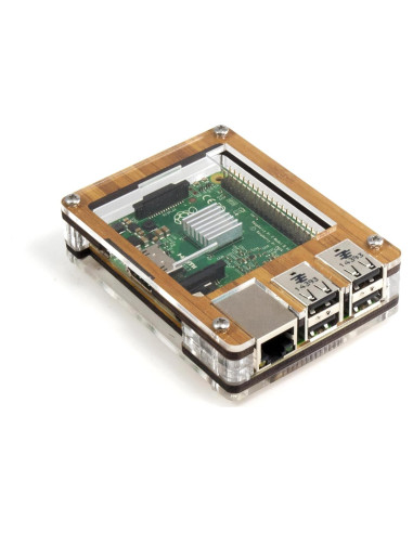 Funda de Bambú para Raspberry Pi 3 B+ y Pi 2 con Disipadores