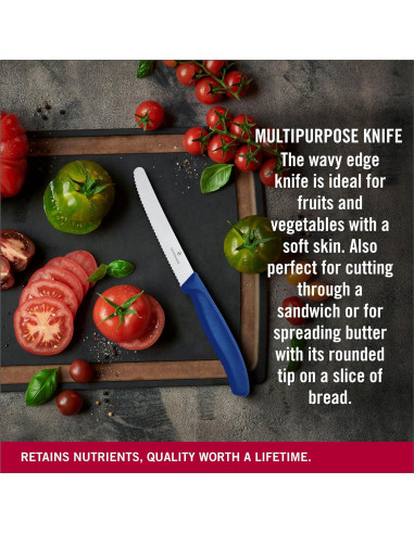 Cuchillo de Tomate Victorinox 6.7832 Azul 10.9 cm Serrado