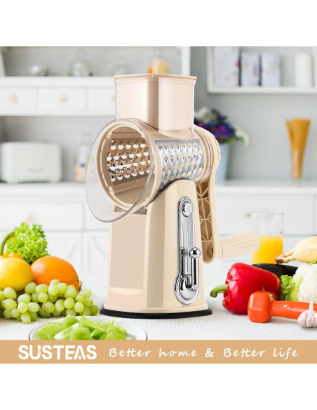 Rallador de Queso Rotary SUSTEAS con 5 Cuchillas y Base de Succión