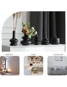 Conjunto de 5 Jarrones de Cerámica JOJUNO Negros Modernos 2