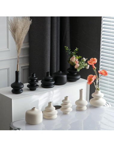 Conjunto de 5 Jarrones de Cerámica JOJUNO Negros Modernos