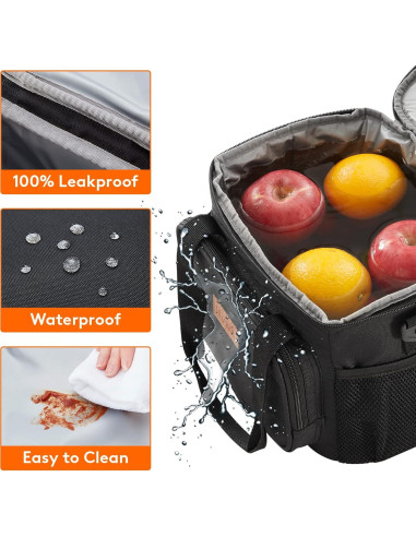 Bolsa de Almuerzo Térmica Lifewit 9L Negra Aislante para Adultos