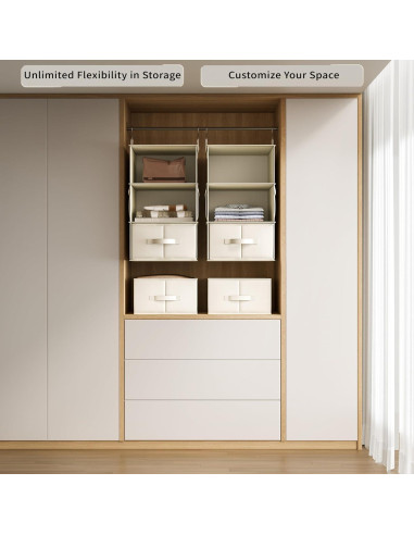 Organizador de Closet Colgante Vailando 3 Estantes Beige - Juego de 2