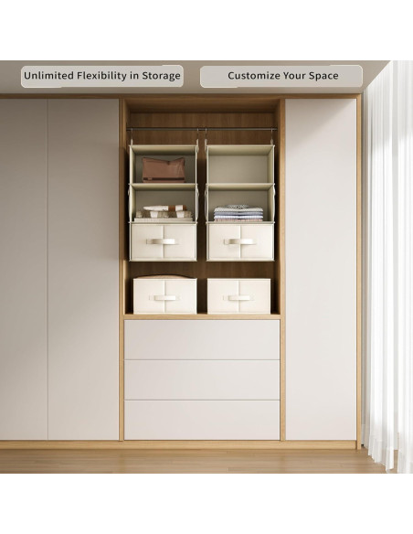 Organizador de Closet Colgante Vailando 3 Estantes Beige - Juego de 2 Organizador de Closet Colgante Vailando 3 Estantes Beige - Juego de 2