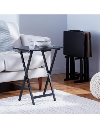 Mesa Plegable Rectangular Amazon Basics 4-Pack Negro 38x48x66 cm