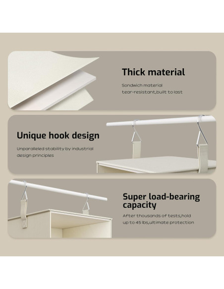 Organizador de Closet Colgante Vailando 3 Estantes Beige - Juego de 2 Organizador de Closet Colgante Vailando 3 Estantes Beige - Juego de 2