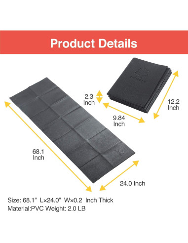 Colchoneta de Yoga Plegable Primasole 4mm 172.72x60.96cm Negra