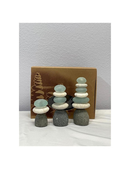 Mini Escultura de Meditación en Vidrio - Suministro de Jardín - 3 Piezas