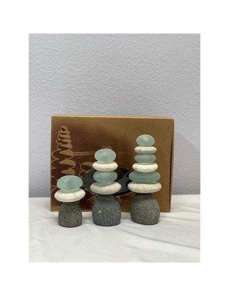 Mini Escultura de Meditación en Vidrio - Suministro de Jardín - 3 Piezas