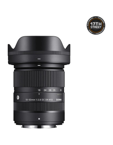 Lente Sigma 18-50mm F2.8 DC DN para Fujifilm X + Filtro UV 55mm + Tarjeta 128GB + Mochila