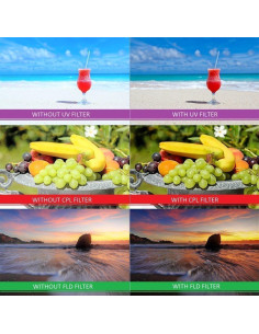 Kit de Filtros de Lente 52mm Optura HD UV CPL FLD para Zeiss 2