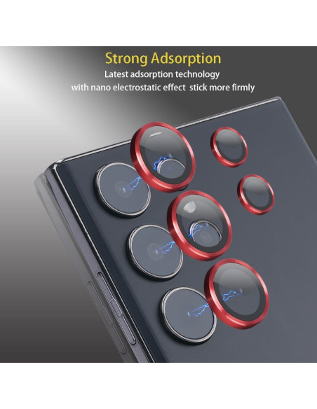 Protector de Lente de Cámara Rayorcon para Samsung Galaxy S24 Ultra Rojo