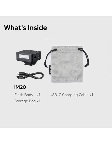Flash Godox iM20 Mini para Cámara - Batería 470mAh USB-C Flash Godox iM20 Mini para Cámara - Batería 470mAh USB-C