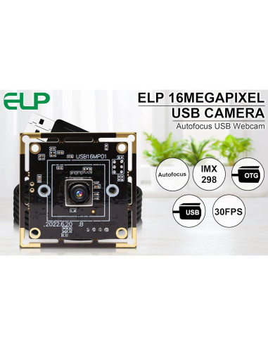 Cámara USB Autofocus ELP 16MP 4K UVC 68 Mini para PC
