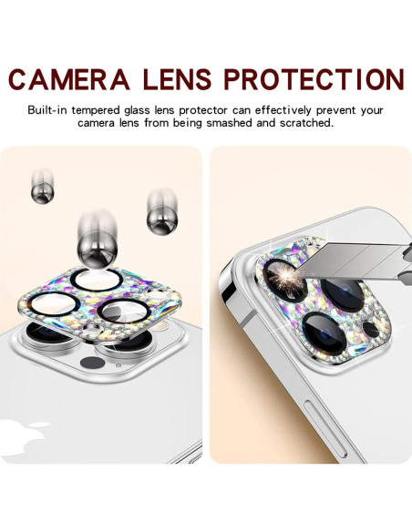 Protector de Lente de Cámara Brillante Cavdycidy para iPhone 14 Pro/Max