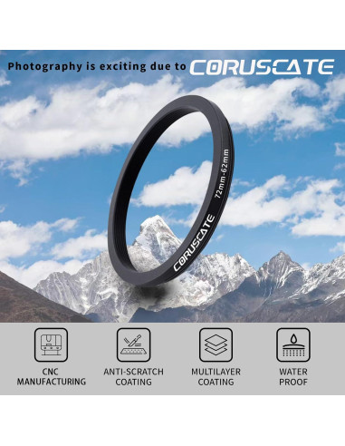 Adaptador de Lente 72mm a 62mm Coruscate + Paño de Limpieza