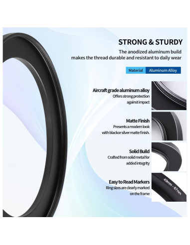 Adaptador de anillo Step-Up 49-67mm NFOD-JTH para lentes DSLR