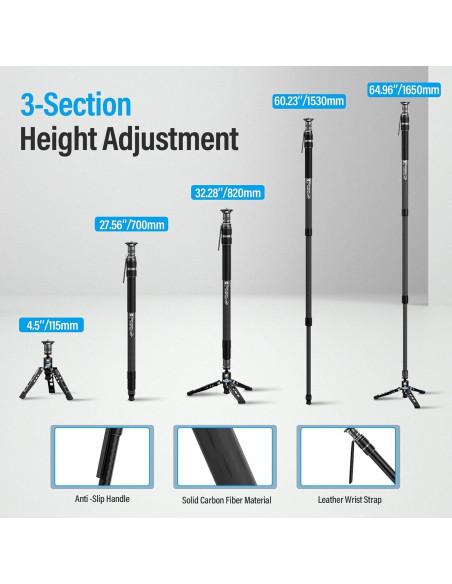 Monopie SIRUI SVM-165 de Fibra de Carbono 165 cm 10 kg Monopie SIRUI SVM-165 de Fibra de Carbono 165 cm 10 kg
