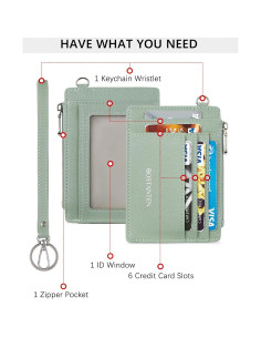 Cartera Pequeña BOSTANTEN de Cuero RFID Verde Claro 2