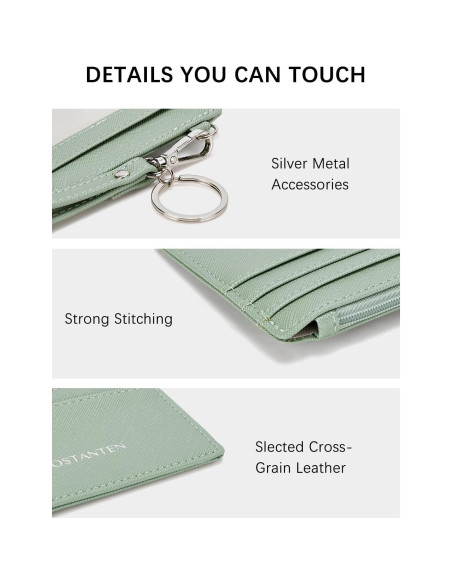 Cartera Pequeña BOSTANTEN de Cuero RFID Verde Claro