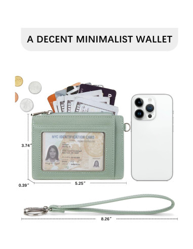 Cartera Pequeña BOSTANTEN de Cuero RFID Verde Claro