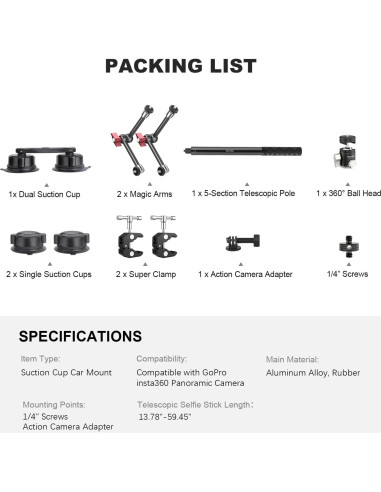 Kit de Montaje de Ventosa Mechrig SY025 para Insta360 X5/X4/X3